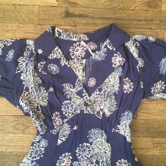 Free People Blue Hawaii Washed Blue Floral Print - Picture 3 of 8